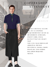新款深紫色男款快餐廳服務員制服設計圖312