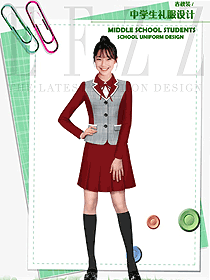 新款紅色長袖女款學(xué)生服校服款式設(shè)計圖118