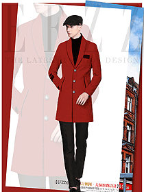 原創制服設計紅色修身男款職業裝大衣服裝款式圖118