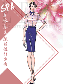 原創制服設計女款水療會所咨客服裝款式圖434