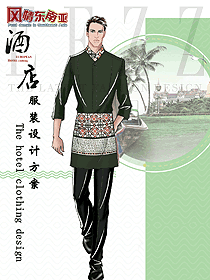 原創制服設計東南亞風情服務員制服款式圖345