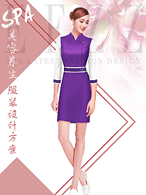 原創制服設計紫色連衣裙款美容會所服裝款式圖671