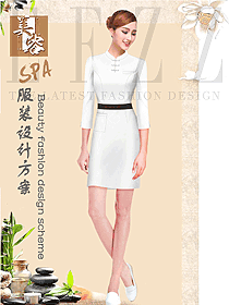 新款白色女款美容技師制服設計圖672