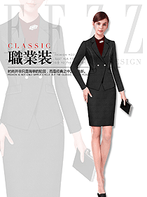時尚黑色韓版女秋冬職業(yè)裝制服設(shè)計圖862
