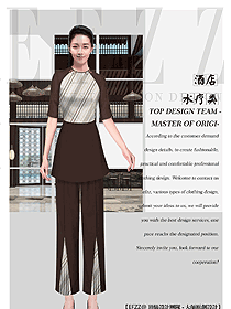 原創設計女款美容會所服裝款式圖773