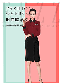 原創制服設計暗紅色女職業裝長袖襯衫款式圖347