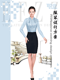 新款淺藍(lán)色女職業(yè)裝長袖襯衫制服設(shè)計圖355