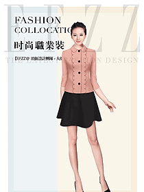 時尚淺粉色女職業裝夏裝制服設計圖804