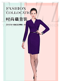 紫色連衣裙款女職業裝夏裝款式圖839
