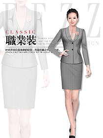 灰色女職業裝夏裝制服設計圖875