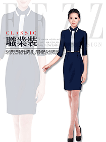 深藍(lán)色女職業(yè)裝夏裝制服設(shè)計圖878