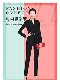 時(shí)尚黑色女秋冬職業(yè)裝制服設(shè)計(jì)圖1661