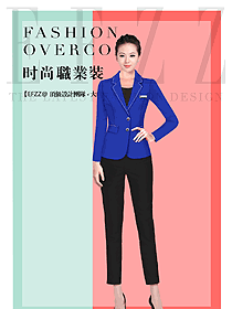 深藍色女秋冬職業裝制服設計圖1744