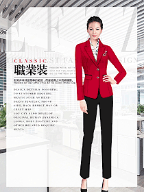 原創制服設計紅色女秋冬職業裝設計圖1746
