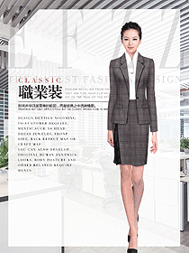 時尚條紋女秋冬職業(yè)裝制服設(shè)計圖1748