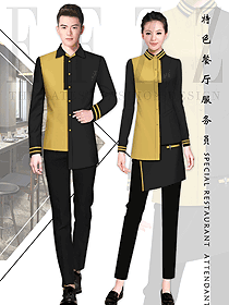 原創設計黃色男女款連鎖快餐店服務員制服設計圖237