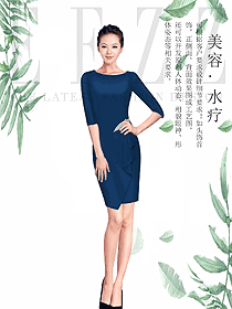 原創(chuàng)制服設(shè)計(jì)藍(lán)色女款水療會(huì)所咨客服裝款式圖472
