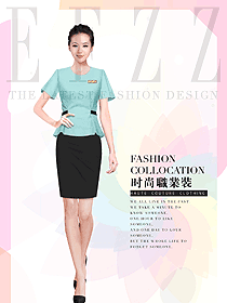 原創制服設計淺綠色女款水療會所咨客服裝款式圖463