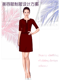 時(shí)尚紅色女款美容會(huì)所服裝款式圖733