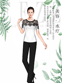 原創制服設計女款美容會所服裝款式圖688