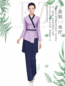 新款淺紫色女款美容技師制服設計圖651