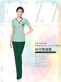 原創設計淺綠色美容會所服裝款式圖783