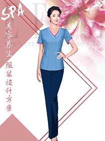 時(shí)尚短袖女款美容技師制服設(shè)計(jì)圖794