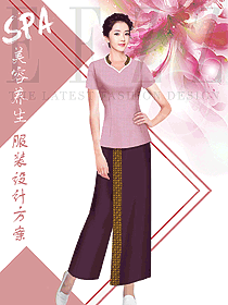 原創設計粉紅色美容技師服裝款式圖802