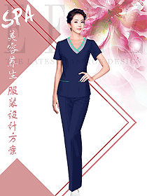 時尚藏藍色女款醫療美容制服設計圖814