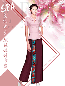 時尚淺粉色短袖女款醫療美容制服設計圖820