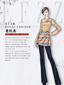 長(zhǎng)袖女款快餐廳服務(wù)員制服設(shè)計(jì)圖409