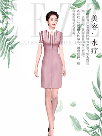 淺粉色女款總臺收銀接待制服設計圖456
