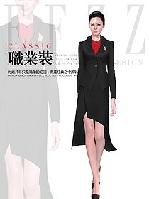 時尚黑色女職業裝夏裝制服設計圖1007