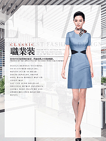 時(shí)尚淺藍(lán)色女職業(yè)裝夏裝制服設(shè)計(jì)圖1043