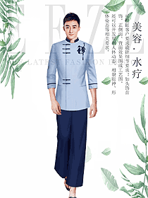 原創(chuàng)設(shè)計(jì)淺藍(lán)色會(huì)所服務(wù)生服裝款式圖894