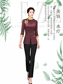 長袖女款美容養生技師工作制服設計圖896