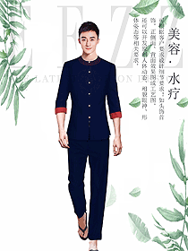 原創設計藍色會所服務生服裝款式圖898