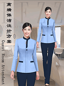 淺藍(lán)色女款酒店保潔PA員工制服設(shè)計(jì)圖267