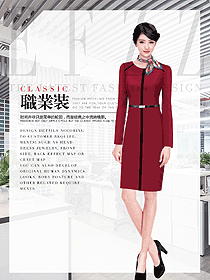 新款棗紅色女職業裝夏裝制服設計圖1052