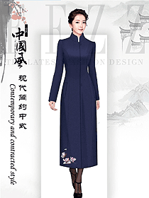 藏藍色女職業裝大衣設計圖312
