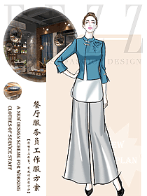 中餐服務員制服設計圖2318