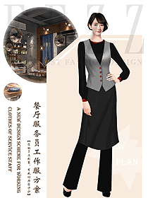 時尚西餐服務員制服設計圖1427