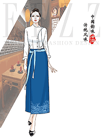 中國(guó)韻味傳統(tǒng)風(fēng)格酒店中餐廳服務(wù)生制服設(shè)計(jì)