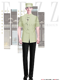 中式酒店夏季行李生服裝定做真人設(shè)計效果圖