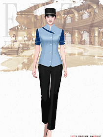 海濱城市星級酒店夏季女款門童制服設(shè)計(jì)圖