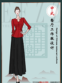 復古中國風唐裝餐飲工裝高檔中餐服務員衣服設計
