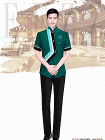 云南特色古鎮(zhèn)溫泉酒店門童制服夏季款工衣設(shè)計(jì)案例