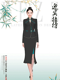 廣州五星級酒店新款換裝咨客女迎賓員工制服設計圖