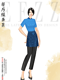 手繪餐飲服務(wù)生服裝定制設(shè)計圖