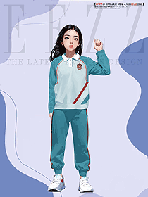 長袖翻領(lǐng)T恤運(yùn)動(dòng)款小學(xué)生校服手繪設(shè)計(jì)圖